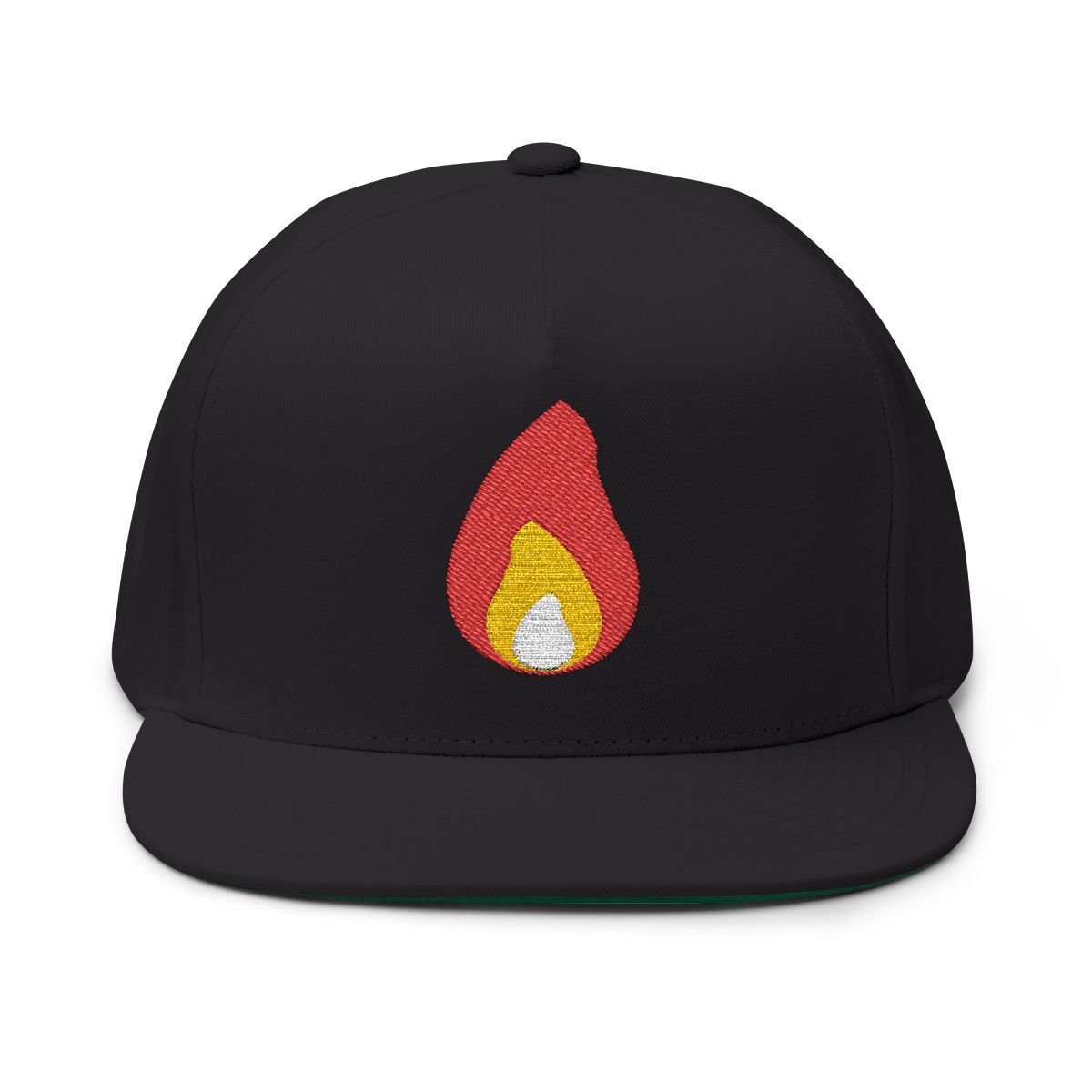 HotsTuff embroidered flame flat bill cap in black